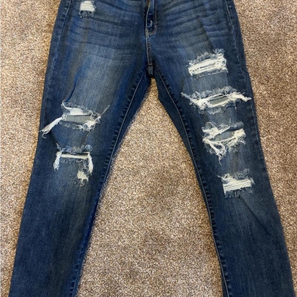 Judy Blue Distressed Dark Blue Jeans
